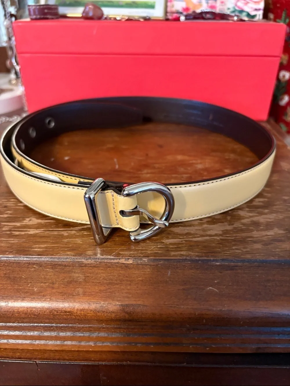 Vintage Coach 3960 Yellow Leather Waist Belt with Silver-Tone Buckle